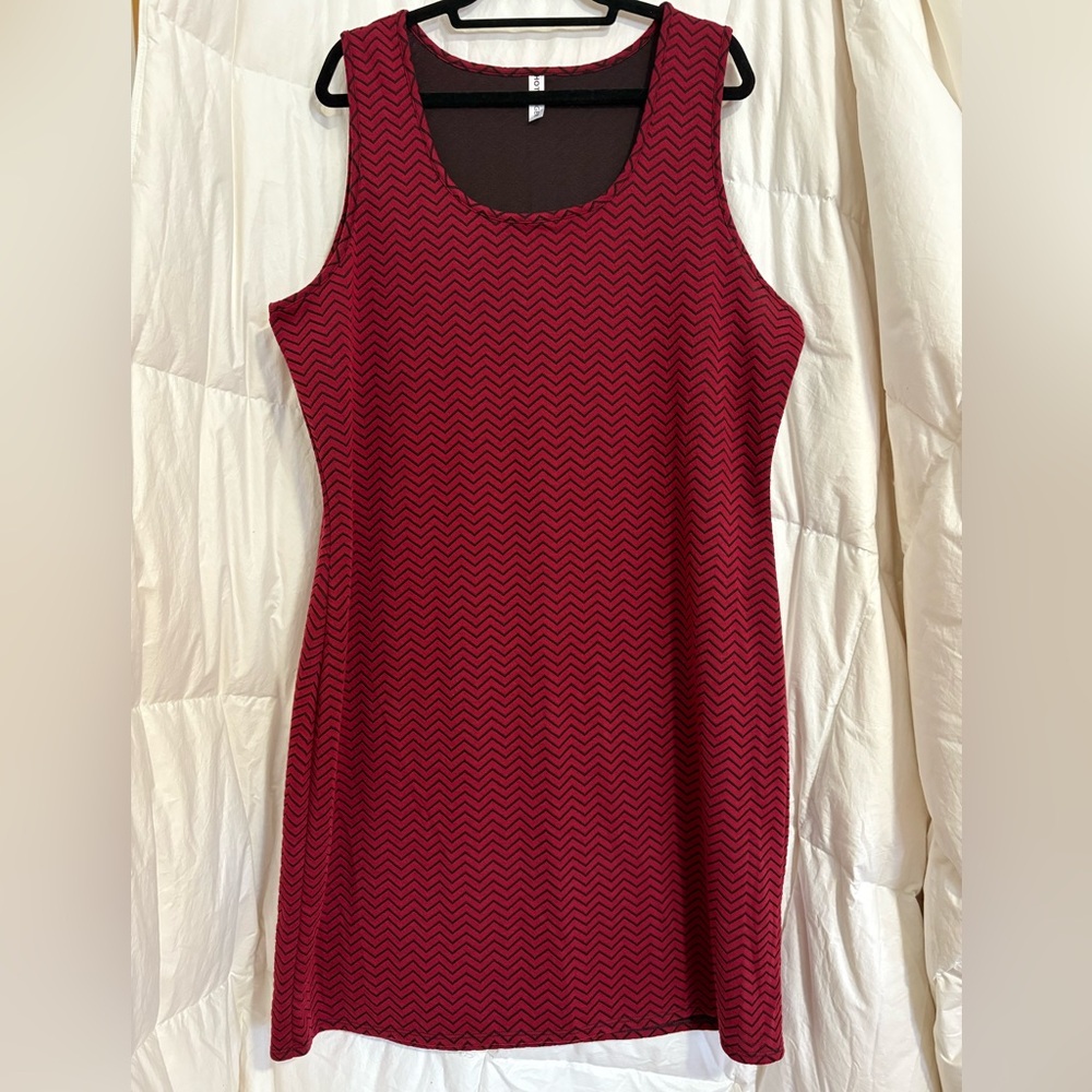Red and black zig zag sleeveless dress